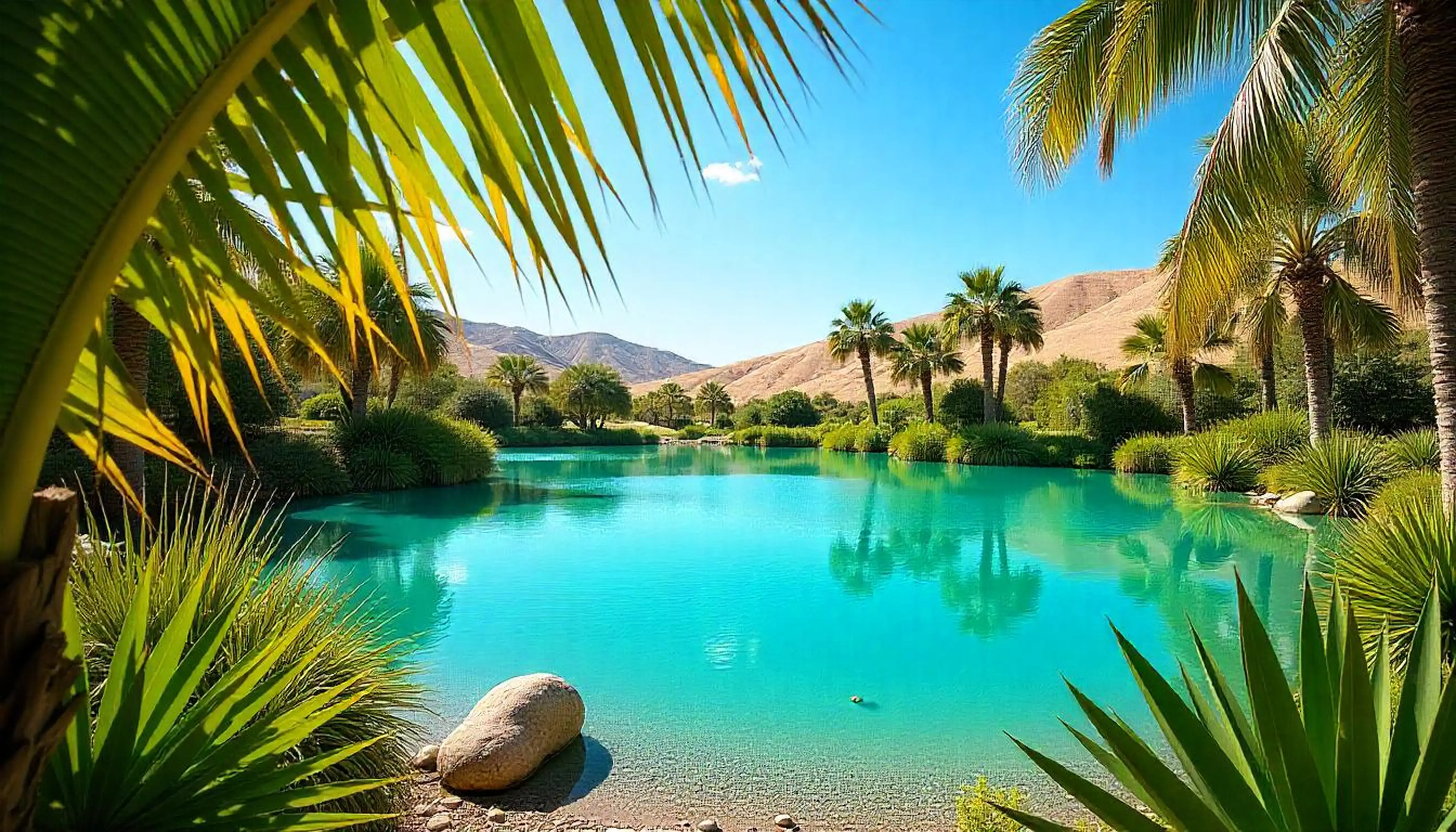 Piscina natural com coqueiros